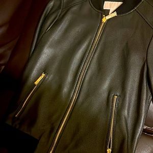 black leather jacket